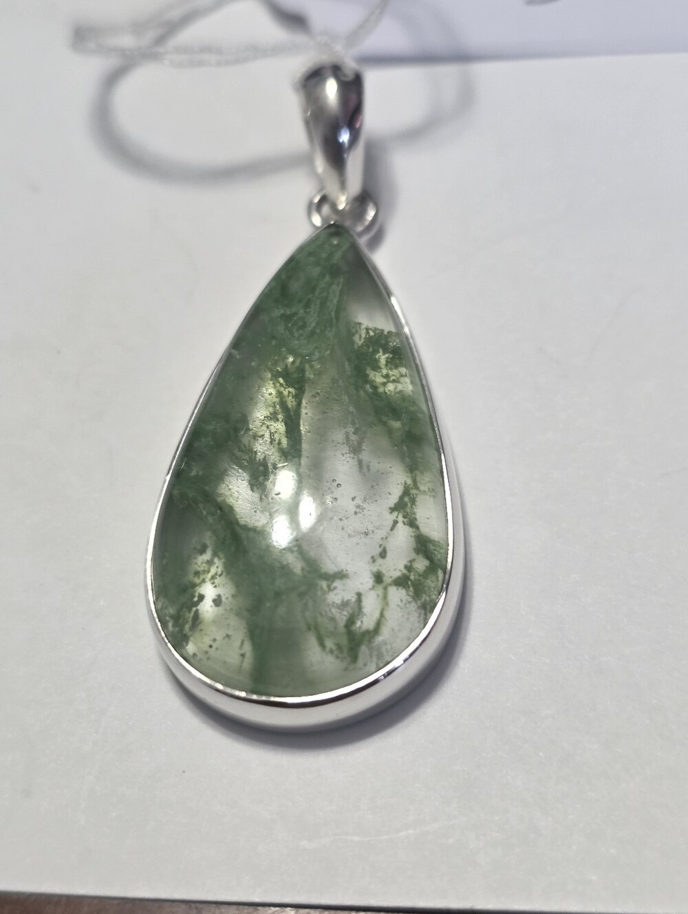 Green Teardrop Aqua Green Quartz  Pendant  Silver Setting